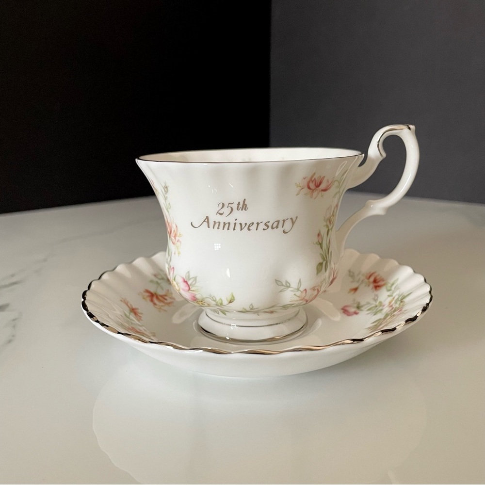 25th Anniversary Floral Cup & Saucer by Royal Albert